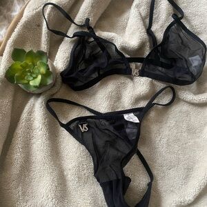 VS Black Sheer Intimates Set
